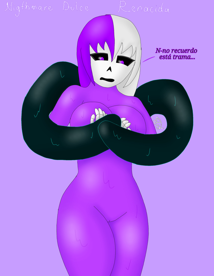 Rule 34 - Naked Female Nightmare Dulce Sans Oc Tentacle Undertale Undertale  Au Violet Eyes Violet Hair Violet Skin White Hair | 8565469