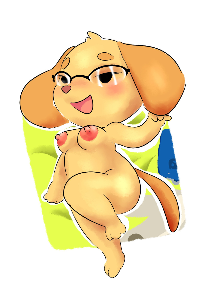 Rule 34 – anthro big ears blush blush breasts breasts canine dr. jennifer dogna eyeglasses eyelashes eyewear leg bent nipples one hand up one leg raised one leg up simple background small breasts super animal royale tail | 8278810