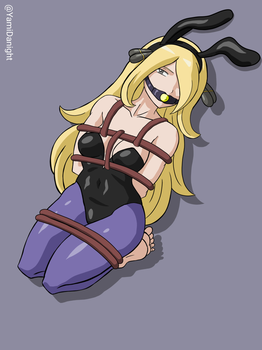 Rule 34 - 1girls Ball Gag Barefoot Blonde Female Blonde Hair Blonde Hair  Blonde Hair Female Bondage Bunny Ears Bunny Girl Bunnysuit Cynthia (pokemon)  Female Femsub Pokemon Pokemon Bdsp Pokemon Diamond Pearl