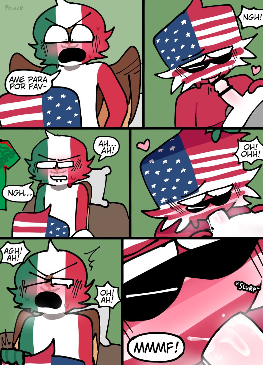 Rule 34 - 2boys Blush Comic Countryhumans Gay Male Male Only Mexico ( countryhumans) Princedoesstuff Red Body Red Skin Simple Spanish Text Text  United States Of America (countryhumans) Yaoi | 8693981