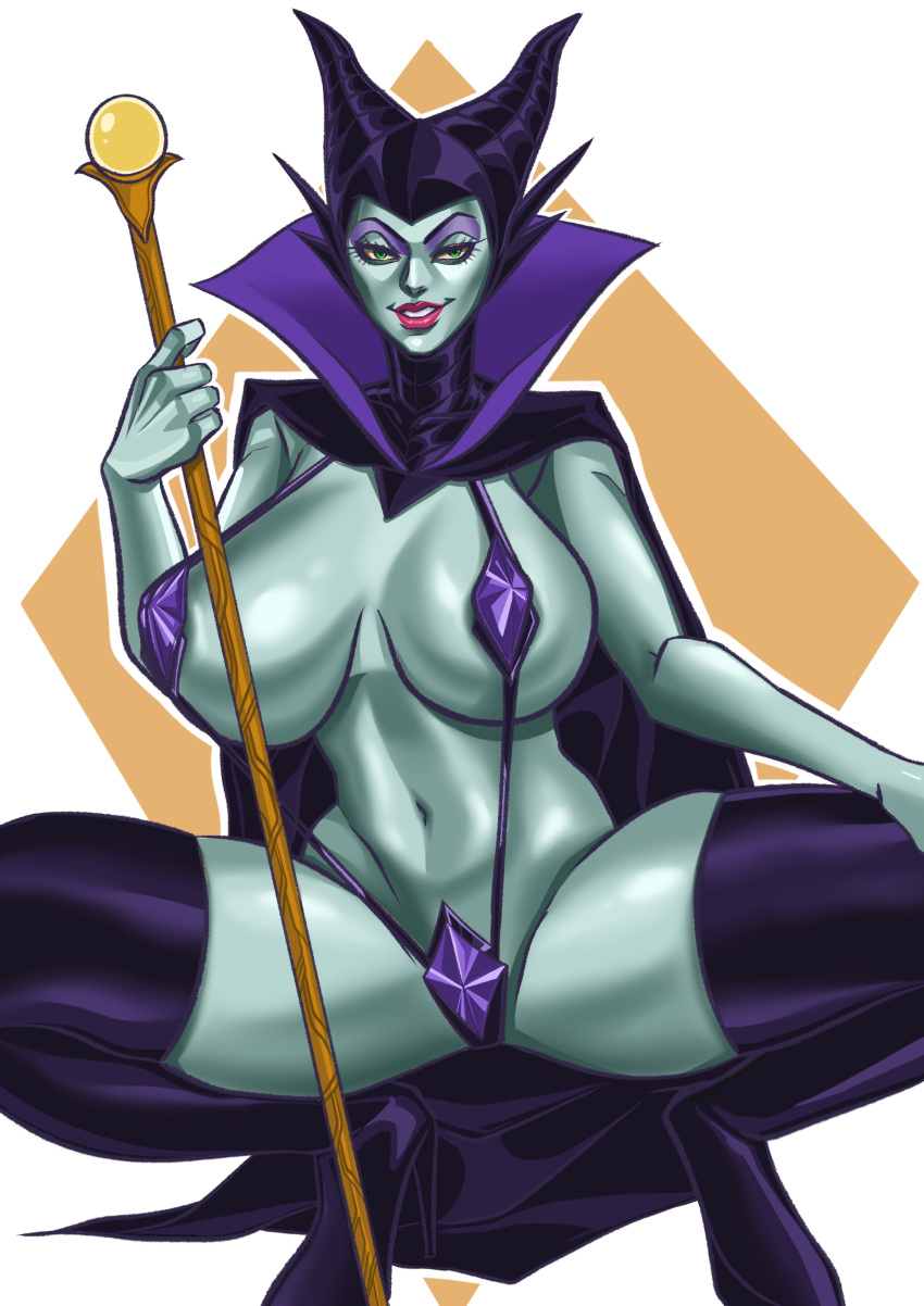 Rule 34 - Big Breasts Breasts Disney Disney Villains Green Eyes High Collar  Horns Large Breasts Maleficent Palungpalang Red Lipstick Skimpy Skimpy  Clothes Skimpy Outfit Sleeping Beauty (1959 Film) Sling Bikini Slingshot