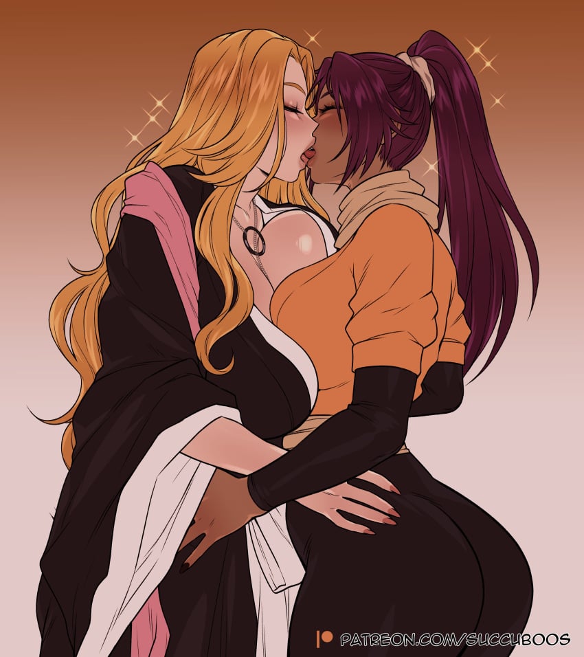 Rule 34 - 2girls Ass Big Breasts Bleach Blush Breasts To Breasts Closed  Eyes Dark-skinned Female Dark Skin Female Female Only Kissing Lesbian  Lesbian Kiss Light-skinned Female Light Skin Long Hair Matsumoto