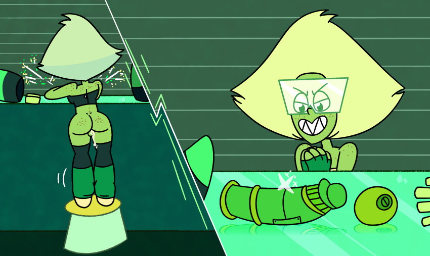 Rule 34 – 1futa 2 panel comic back view backsack bottomless cartoon network comic crotchless crotchless clothes cum cum in ass dildo dwonksa evil grin evil smile freckled skin freckles freckles on ass freckles on breasts freckles on chest freckles on face freckles on shoulders futa only futanari gem (species) limb enhancers looking down oc peridot (steven universe) sparkles standing steven universe strap-on two panel image visor workbench working zipper | 6043978