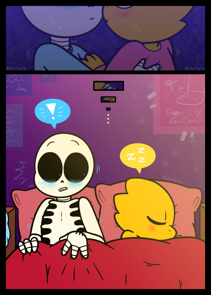 Rule 34 - ! 1boy 1girls 2010s 2019 Alphans Alphys Animated Skeleton Anthro  Blanket Blue Blush Blush Comic Duo Female Female Anthro Funny Implied After  Sex Kissing Lizard Lizard Girl Looking At