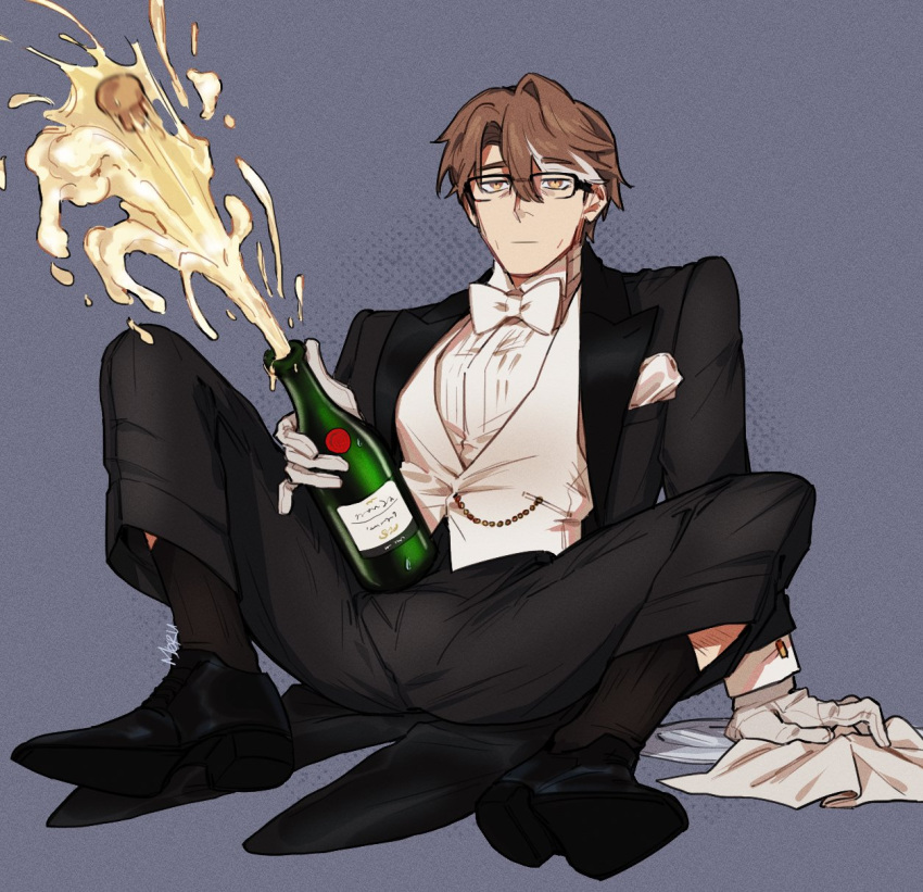 Rule 34 – 1boy black suit bowtie bulge bulge through clothing champagne glasses honkai: star rail honkai impact 3rd male only neutral expression solo female suit sweatdrop welt yang (honkai: star rail) white bowtie white gloves | 8410083