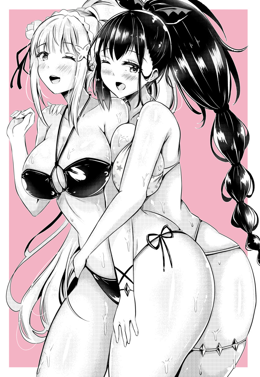 Rule Girls Ayannon Yumme Black And White Blush Breast Press Breasts Cleavage Elf Elf Ears