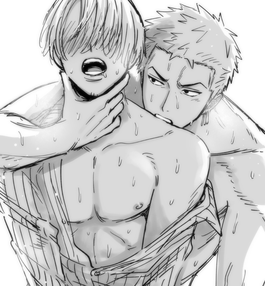 Rule 34 – 2boys biting blush from behind gay one piece open mouth partially clothed roronoa zoro sweat throat grab vinsmoke sanji yaoi | 8618341