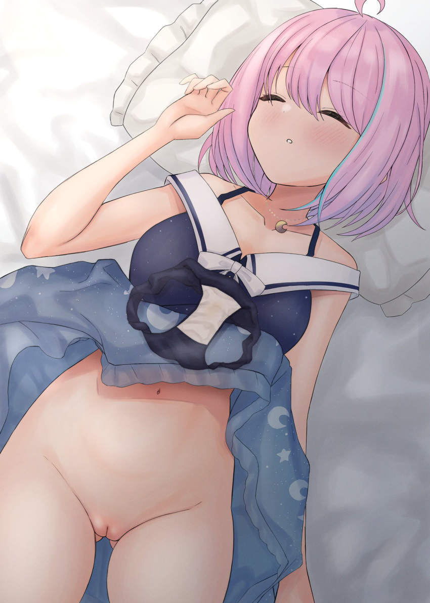 Rule 34 – blush cleft of venus closed eyes clothes lift female female focus highres himemori luna hololive jewelry lying navel necklace on back on bed panties panties removed pillow pink hair pussy skirt skirt lift sleeping solo stained panties uncensored underwear we4ge | 8663843