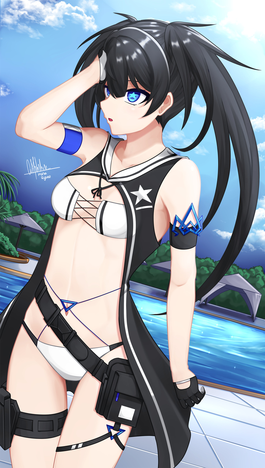 Rule 34 - 1girls Bikini Bikini Top Black Hair Black Rock Shooter Black Rock  Shooter (character) Black Rock Shooter Fragment Blue Eyes Clothed Elishka (black  Rock Shooter Fragment) Female Gloves Light-skinned Female