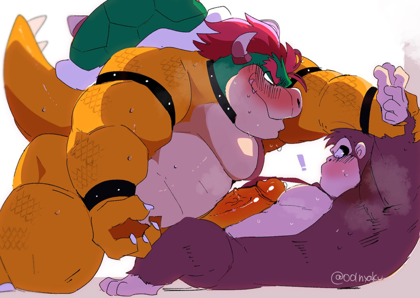 Rule 34 – 2boys against surface against wall anthro ape armband arms above head bedroom eyes big penis blush blush lines bodily fluids bowser bracelet brown body collar donkey kong donkey kong (series) dripping duo erection exclamation point gay gay domination gay male gay sex genital fluids genitals gorilla haplorhine holding arms horn huge cock hyaku (artist) imminent sex interspecies jewelry koopa looking at another looking at genitalia looking at partner looking at penis male male/male male only mammal mario (series) musclegut muscular muscular male narrowed eyes necktie nintendo on ground pecs penis penis on chest precum precum drip primate reptile scalie seductive shell size difference spiked armband spiked bracelet spiked collar spikes surprised expression sweat tail turtle turtle shell vein veiny penis wide eyed yellow body | 8248243
