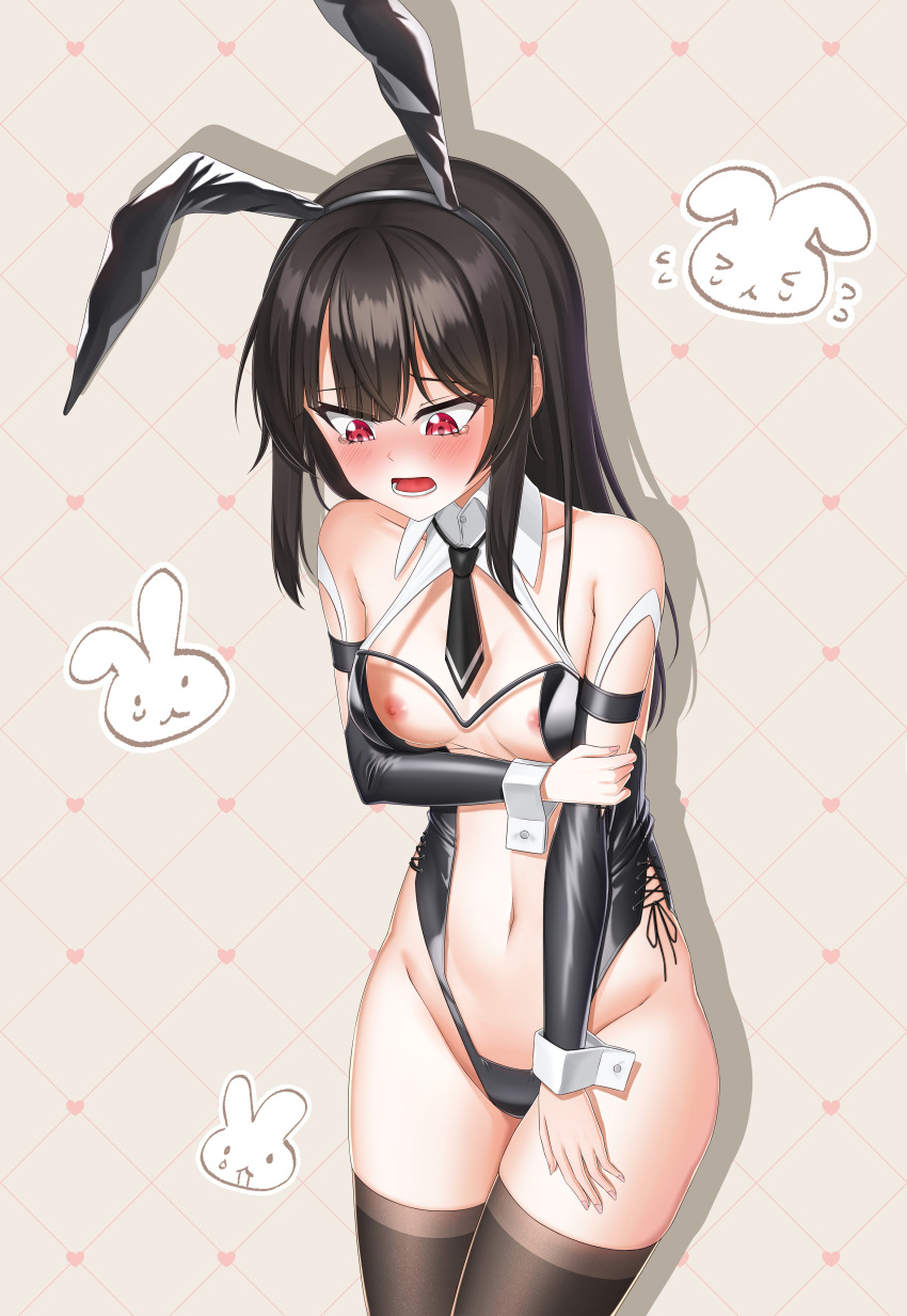 Rule 34 – 1girls black hair black thighhighs blush bunny bunny ears bunny girl bunnygirl bunnysuit counter:side cy7989 embarrassed fake animal ears hugging self leotard long hair necktie open mouth red eyes tearing up tears teary eyes thighhighs transparent bunnysuit transparent clothing xiao lin xiao lin (counter:side) | 8706142