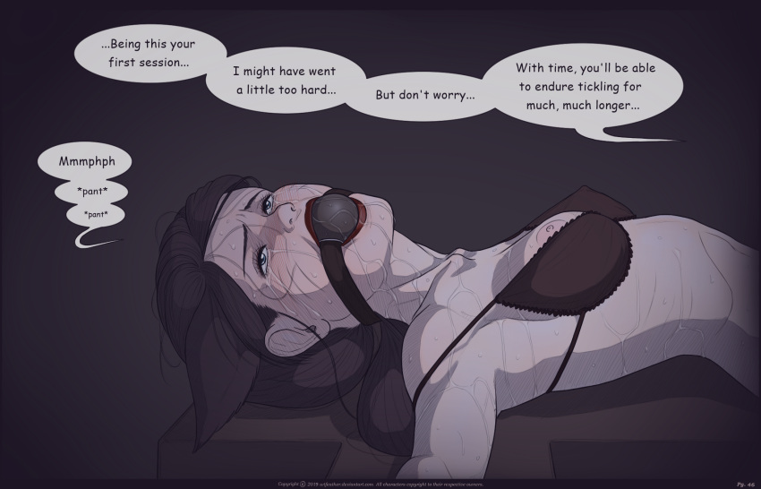 Rule 34 – ahri ball gag blush bondage bra captured captured heroine comic crying crying with eyes open dialogue drool eyes rolling back gag gagged speech league of legends nipple slip rengar sweat tears text tickle torture tickling wtfeather | 8589810