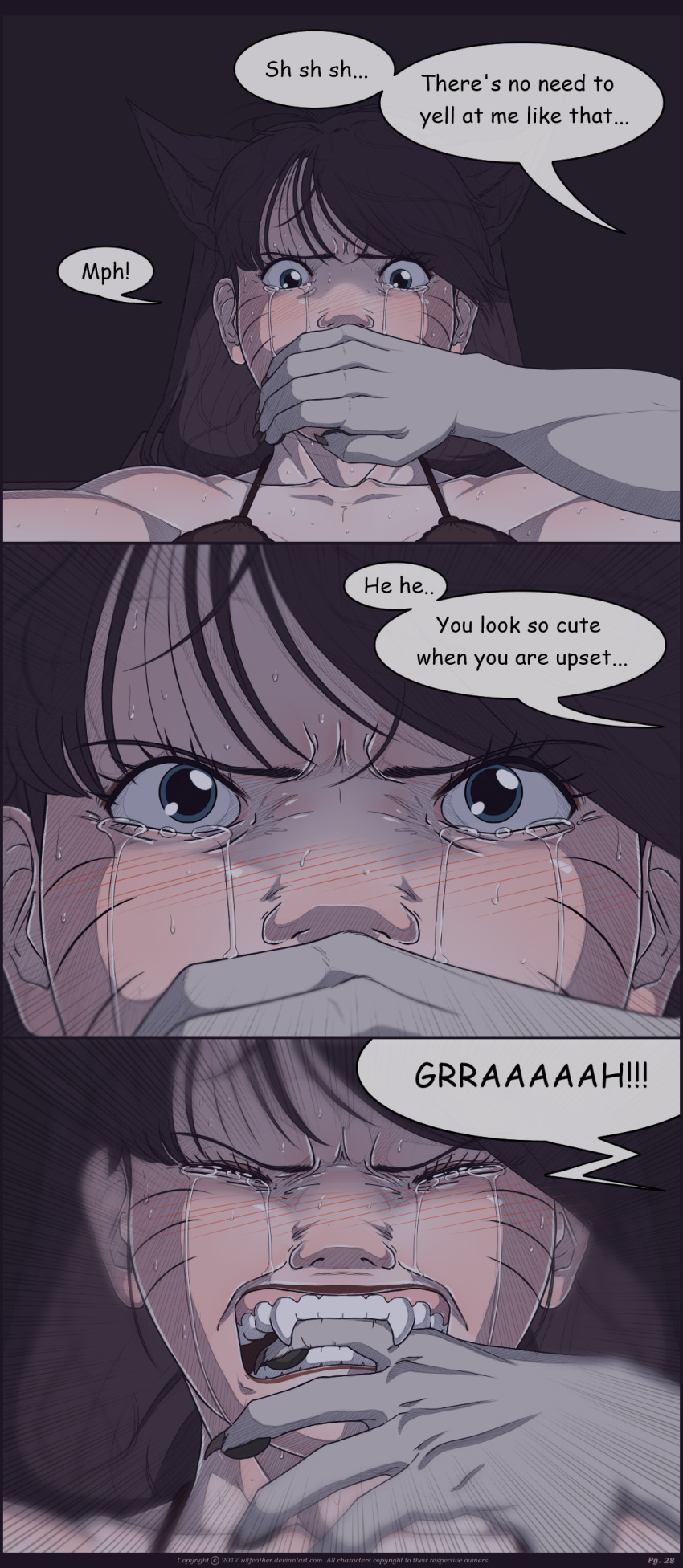 Rule 34 – ahri biting bondage captured captured heroine close-up comic covering another’s mouth covering mouth crying dialogue dominant pov eye contact hand gagged hand on mouth hand over another’s mouth hand over mouth handgag league of legends looking at viewer pov rengar sweat tears text tickle torture tickling wtfeather | 8589781