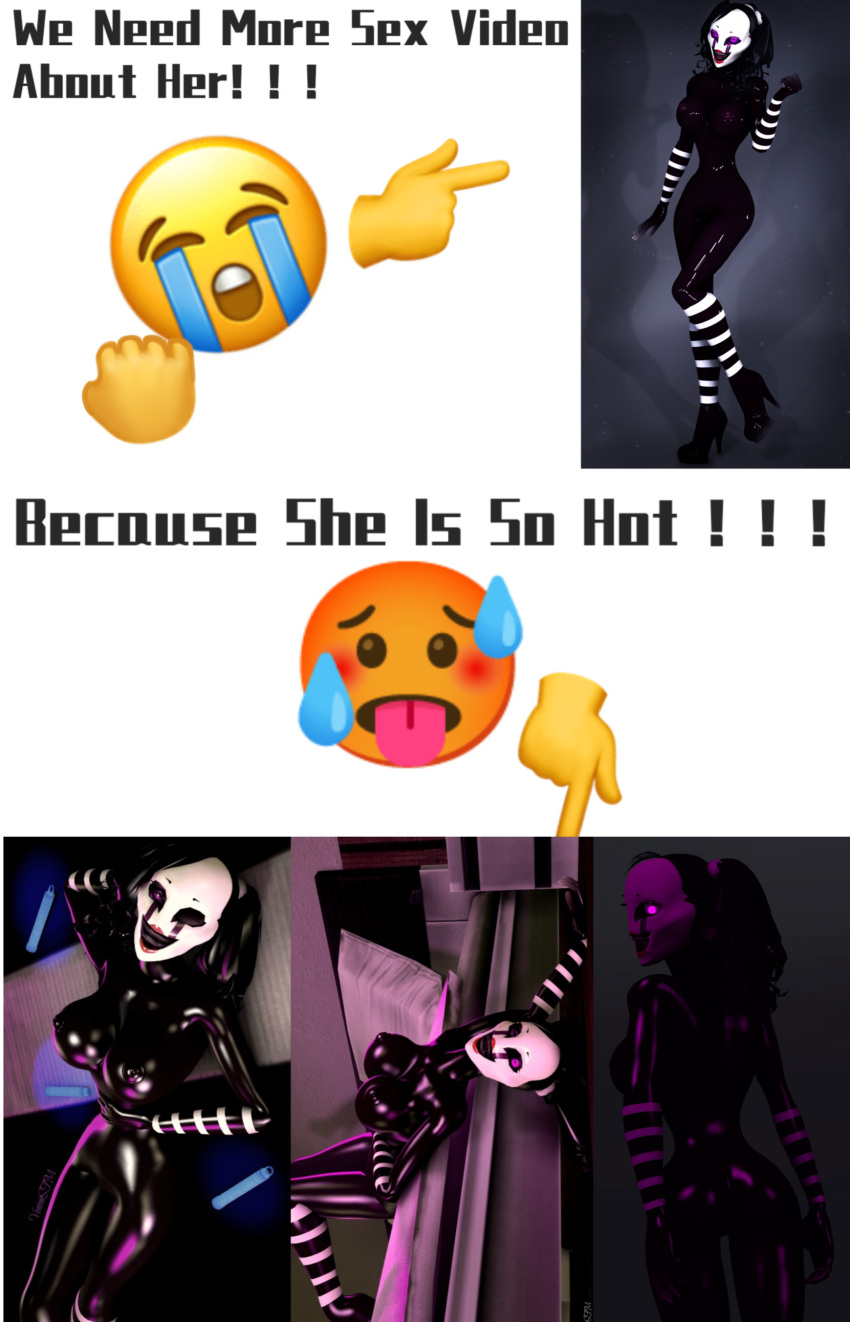 Rule 34 - Black Body Emoji Fnaf Help High Heels Highleg Hot Long Legs  Marionette (fnaf) Posture Puppet Puppet (fnaf) Purple Eyes Seduced Sexy  White Hair | 8720436