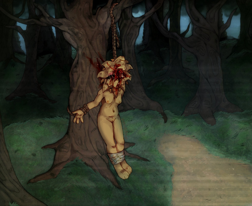 Rule 34 – bloody breasts death forest background gore guro headshot noose open mouth sally starlet (welcome home) snuff tied up wally darling (welcome home) welcome home (puppet show) | 8581013