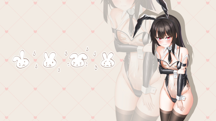 Rule 34 – 1girls bandaid bandaid on breast bandaids on nipples black hair black thighhighs blush bunny bunny ears bunny girl bunnygirl bunnysuit counter:side cy7989 embarrassed fake animal ears hugging self leotard long hair necktie red eyes tearing up tears teary eyes thighhighs transparent bunnysuit transparent clothing xiao lin xiao lin (counter:side) | 8706144