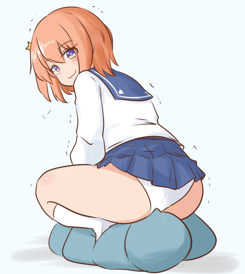 Rule 34 - Blue Eyes Blush Cute Ass Cute Girl Face In Ass Facesitting Hair  Ornament Koisuru Asteroid Konohata Mira Orange Hair Panties School Uniform  Smile Squatting Squatting On Face Star Hair