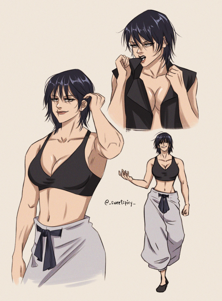 Rule 34 - 1girls Black Bra Bra Cleavage Female Female Focus Female Only  Genderswap (mtf) Jujutsu Kaisen Milf Rule 63 Scar Scar On Mouth Slim Waist  Solo Sports Bra Sweetspicy Toji Fushiguro | 8611849