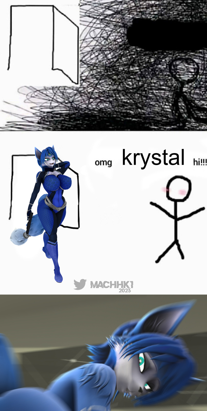 Rule 34 - Blush Butt Female Fox Fox Girl Hi Res Krystal Looking At Viewer  Looking Pleasured Machhk1 Meme Omg Hi! Sfw Star Fox | 8694978