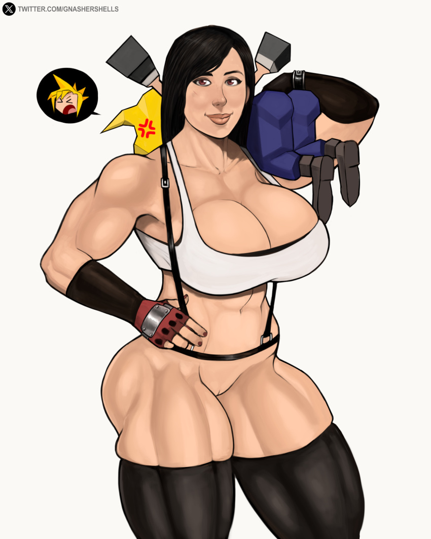 Rule 34 - Biceps Big Breasts Brown Hair Busty Carrying Partner Cloud Strife  Final Fantasy Final Fantasy Vii Gnashershells Massive Breasts Muscle Girl  Muscle Mommy Muscles Polygon Ps1 Artstyle Tank Top Thick