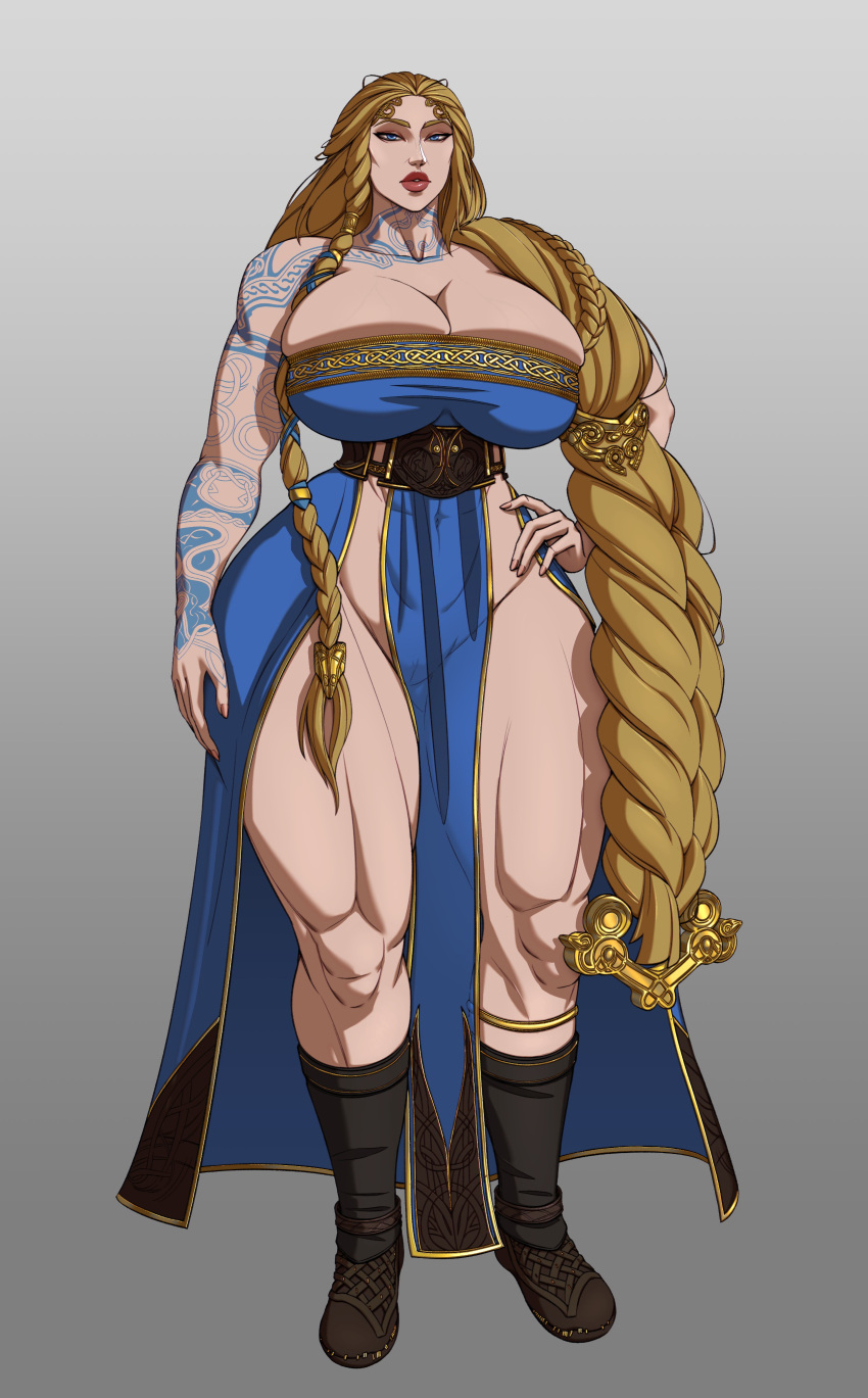 Rule 34 - God Of War Hyper Breasts Long Hair Milf Raidouzero Sif (god Of War)  Tattoo Thick Thighs | 8693635