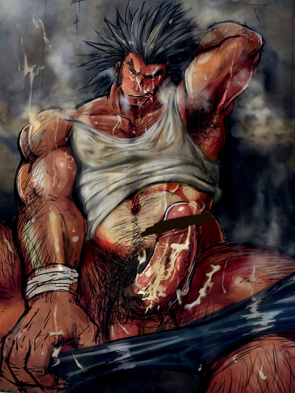 Rule 34 – after orgasm armpit hair balls bara big penis boner cum cum on body cum on face cum on penis erection hand behind head hunter x hunter male male only muscular musk penis solo solo male spiky hair tank top tongue out uvogin waribashi | 8754671