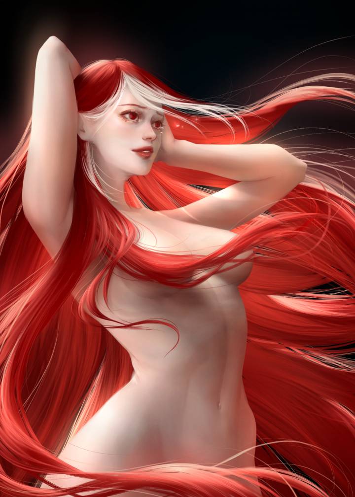 Rule 34 – armpits arms up completely nude convenient censoring crying crying with eyes open empriora female female only hair censor long hair made in abyss medium breasts nude red eyes red hair slim waist smile solo tears two tone hair very long hair vueko white streak wide hips | 8757233