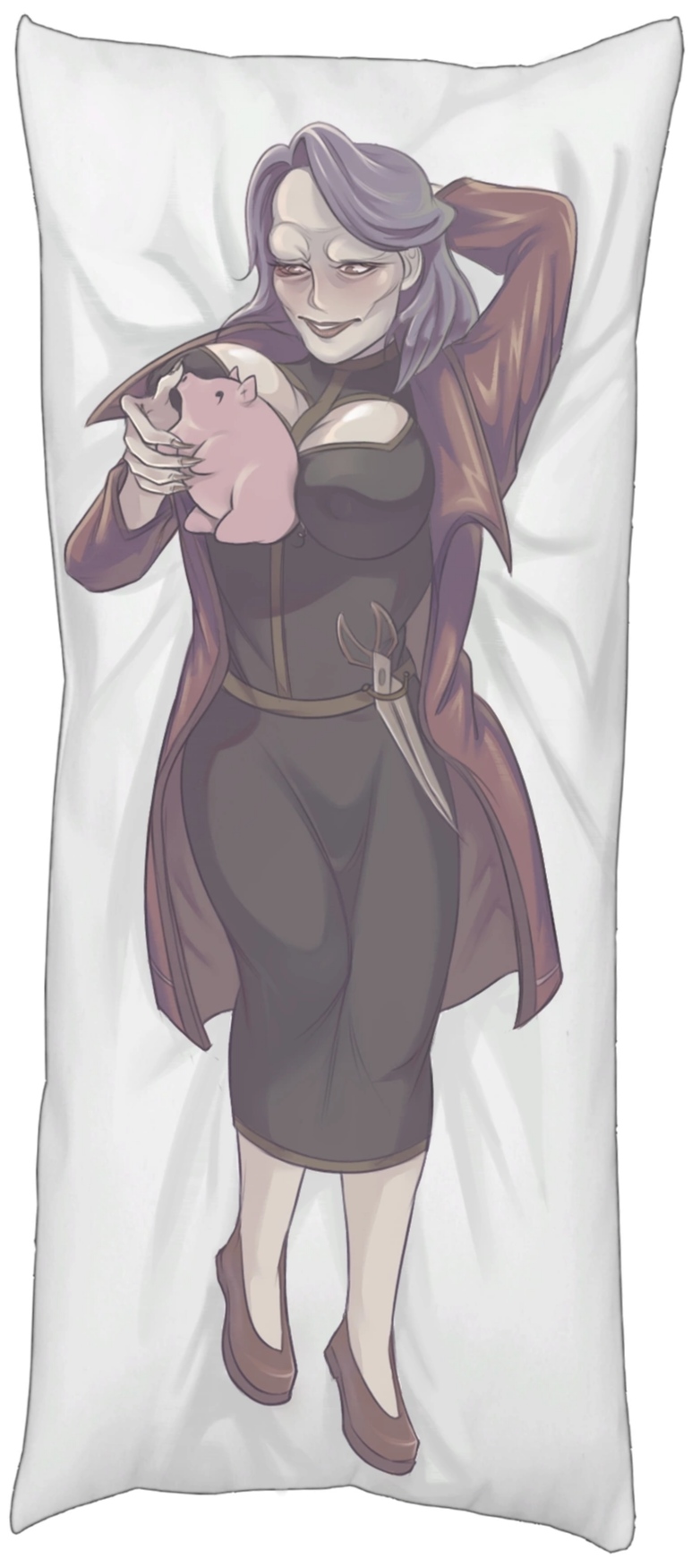 Rule 34 – 1female big breasts breast play breasts dakimakura dakimakura pillow dark hair dress fear and hunger laying on bed milf piggy rule 63 toy trortur (fear and hunger) | 8798179