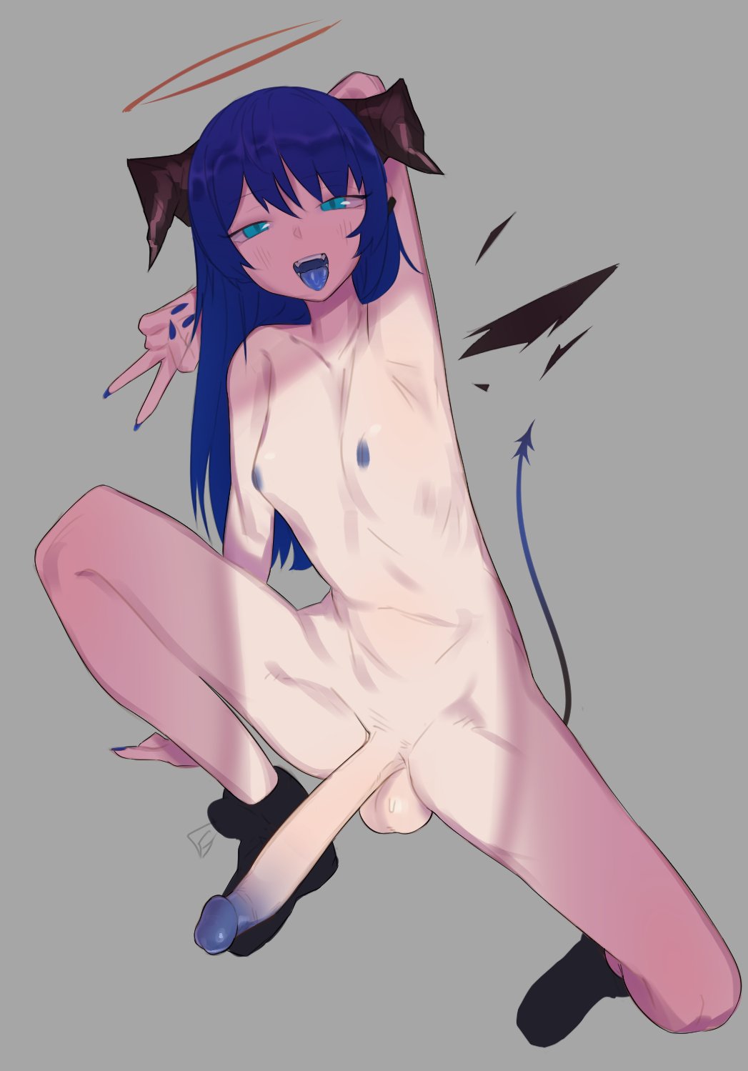 Rule 34 – 1futa areolae arknights balls big penis blue hair blue penis blue tongue breasts erection flat chest futa only futanari halo horns human light-skinned futanari light skin long hair looking at viewer mostima (arknights) nipples nude penis smile solo vulpyalt | 8897975