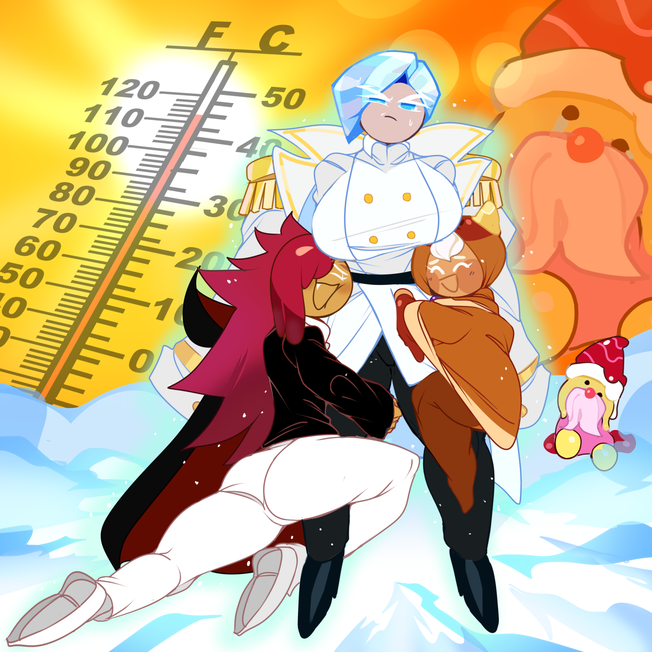 Rule 34 – 1boy 2022 2d (artwork) 2girls alternate version available aura big breasts black legwear blue hair breasts butt captain ice cookie captain kirb clothed cookie run cookie run kingdom digital media (artwork) female holding legs hugging ice male melting pancake cookie red hair sun temperature thick thighs thighs uniform vampire cookie white eyebrows | 8897777