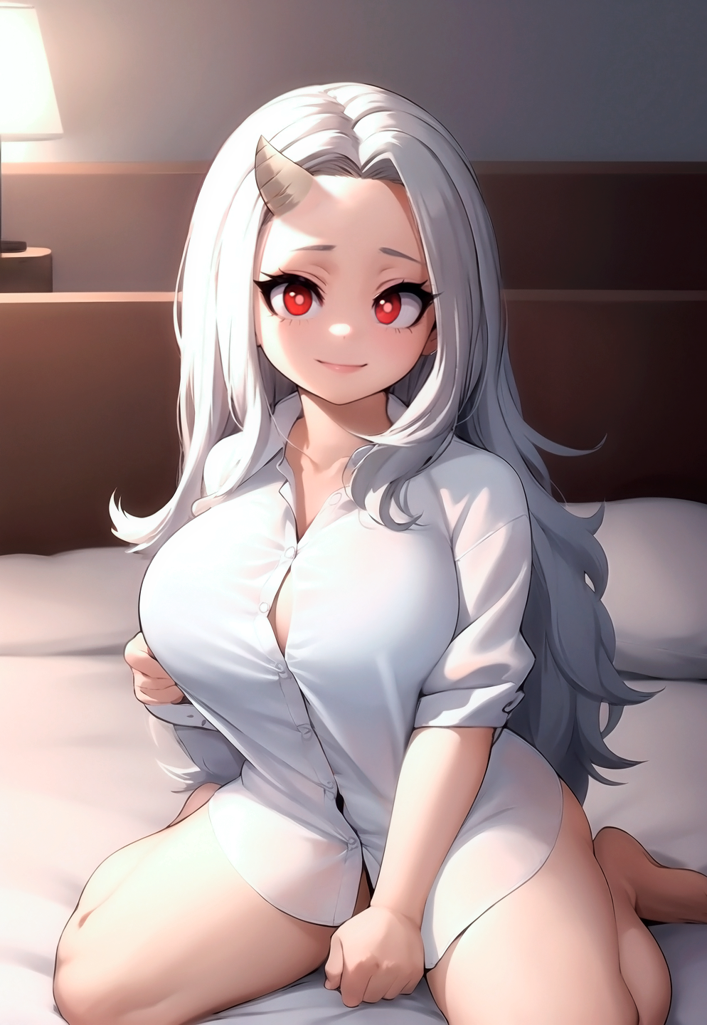 Rule 34 - 1girls Aged Up Ai Generated Bed Bottomless Eri (my Hero Academia) Large  Breasts Long Hair Losforry Custom My Hero Academia Red Eyes Shirt  Shortstack Silver Hair Single Horn Sitting