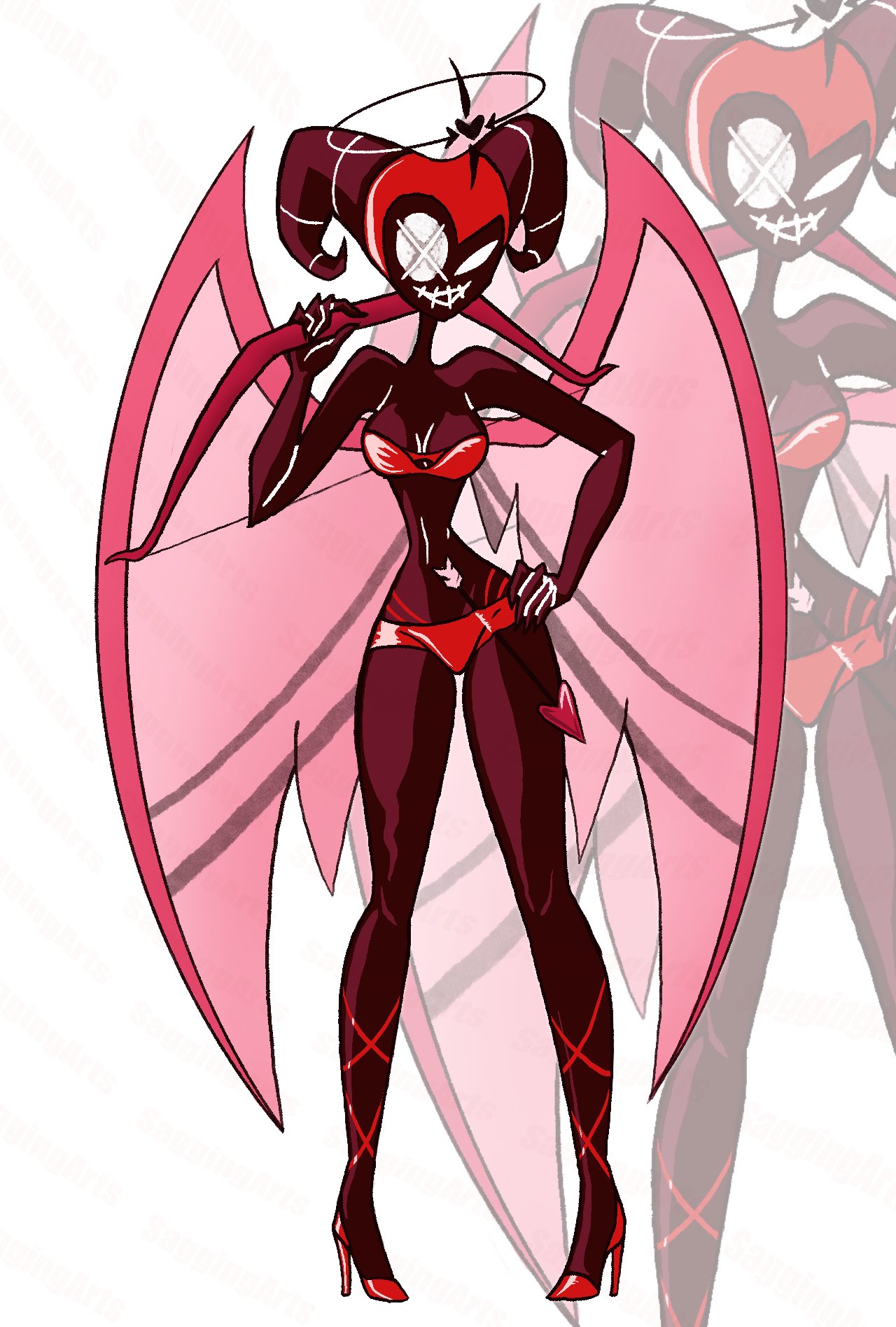 Rule 34 - Angel Angel Humanoid Arrow (weapon) Bikini Black Body Breasts  Clothed Clothing Exorcist (hazbin Hotel) Female Halo Hazbin Hotel Hi Res  Horn Humanoid Lute (hazbin Hotel) Open Mouth Open Smile