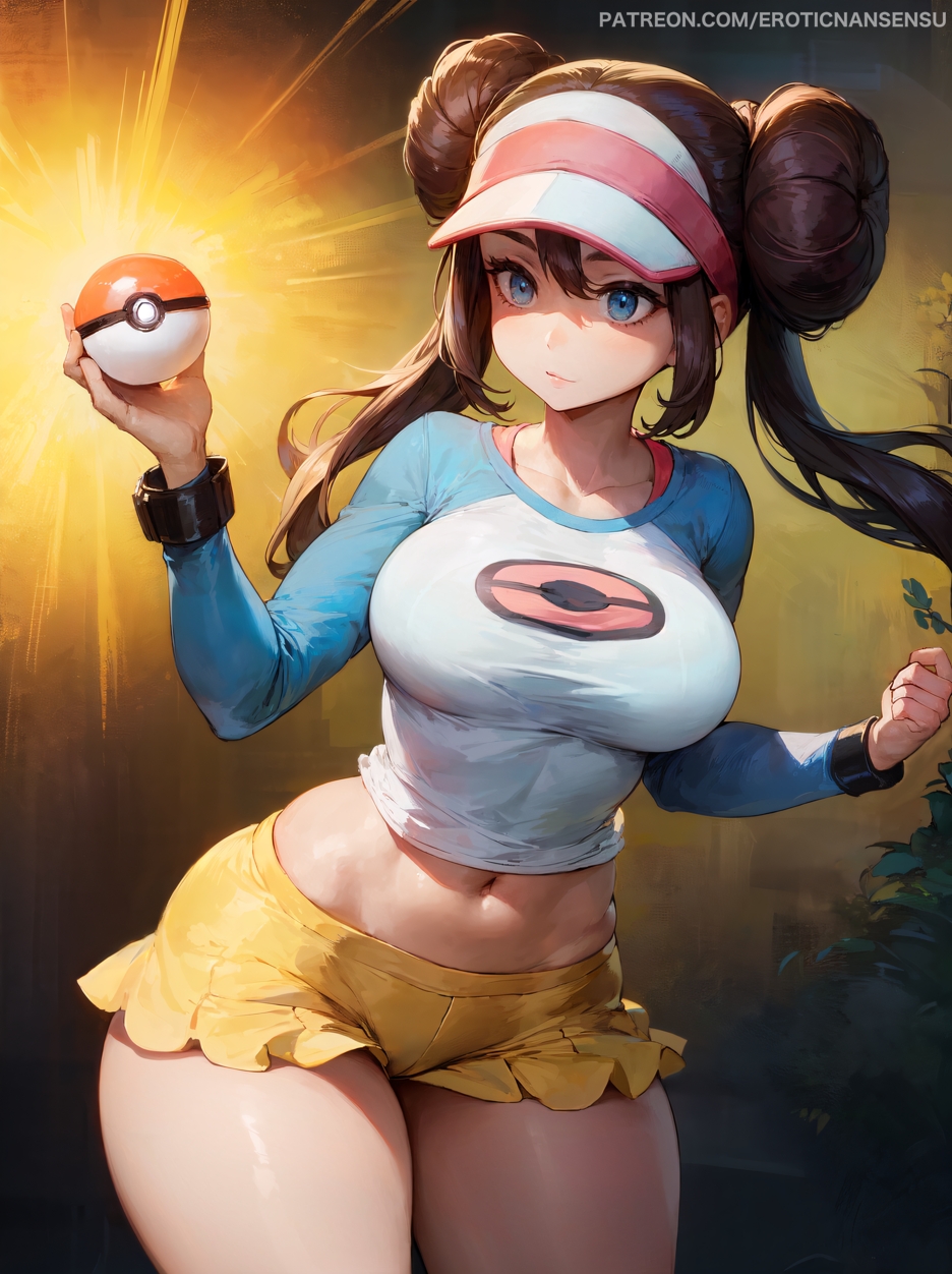 Rule 34 - 1girls Blue Eyes Brown Hair Double Bun Erotic Nansensu Female  Female Only Hair Between Eyes Hair Bun Large Breasts Long Hair Midriff  Midriff Peek Navel Nintendo Poke Ball Pokemon