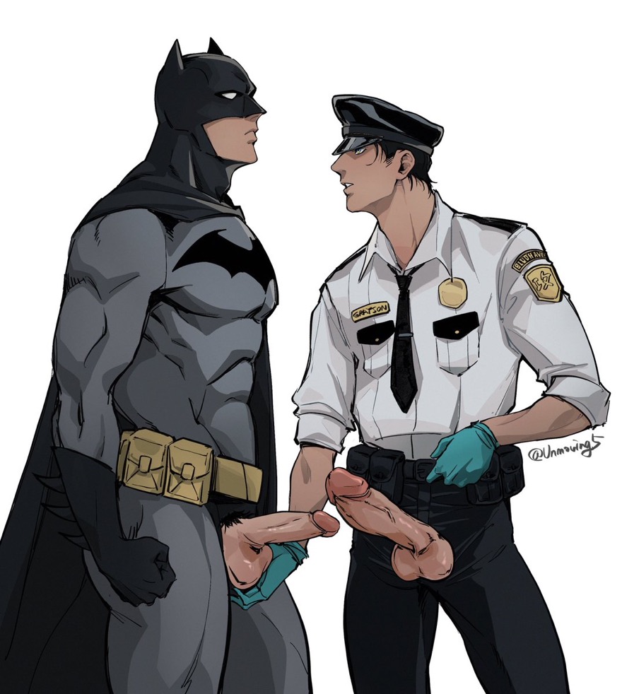 Rule 34 – arrest batman (bruce wayne) batman (series) before handjob before oral before sex crotchless clothes dc dc comics dick grayson fists clenched fondling fondling balls gay groping groping crotch handjob male male/male male only nightwing no sex police police officer police uniform public public exposure public nudity size comparison teasing touching balls touching penis unmoving yaoi | 7954781