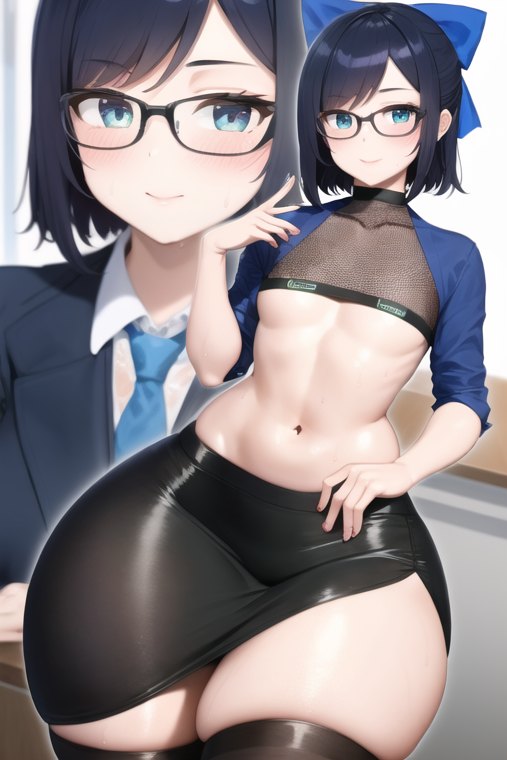 Rule 34 - 1girls A-chan (hololive) Ai Generated Flat Chest Glasses Goobla  Hololive Midriff Navel Tagme Thick Thighs Wide Hips | 8769788