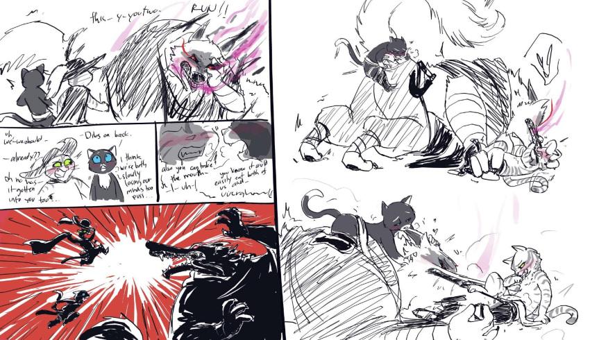 Rule 34 – anthro bisexual blue eyes blush canid canine canis comic death (puss in boots) domestic cat dreamworks felid feline felis female fire fluffy green eyes grope group hi res interspecies kitty softpaws licking male male/female male/male mammal mmf polyamory puss in boots (dreamworks) puss in boots (film) puss in boots the last wish red eyes size difference tabby cat tongue tongue out trio tuxedo cat ultimatellurker wolf | 8773845