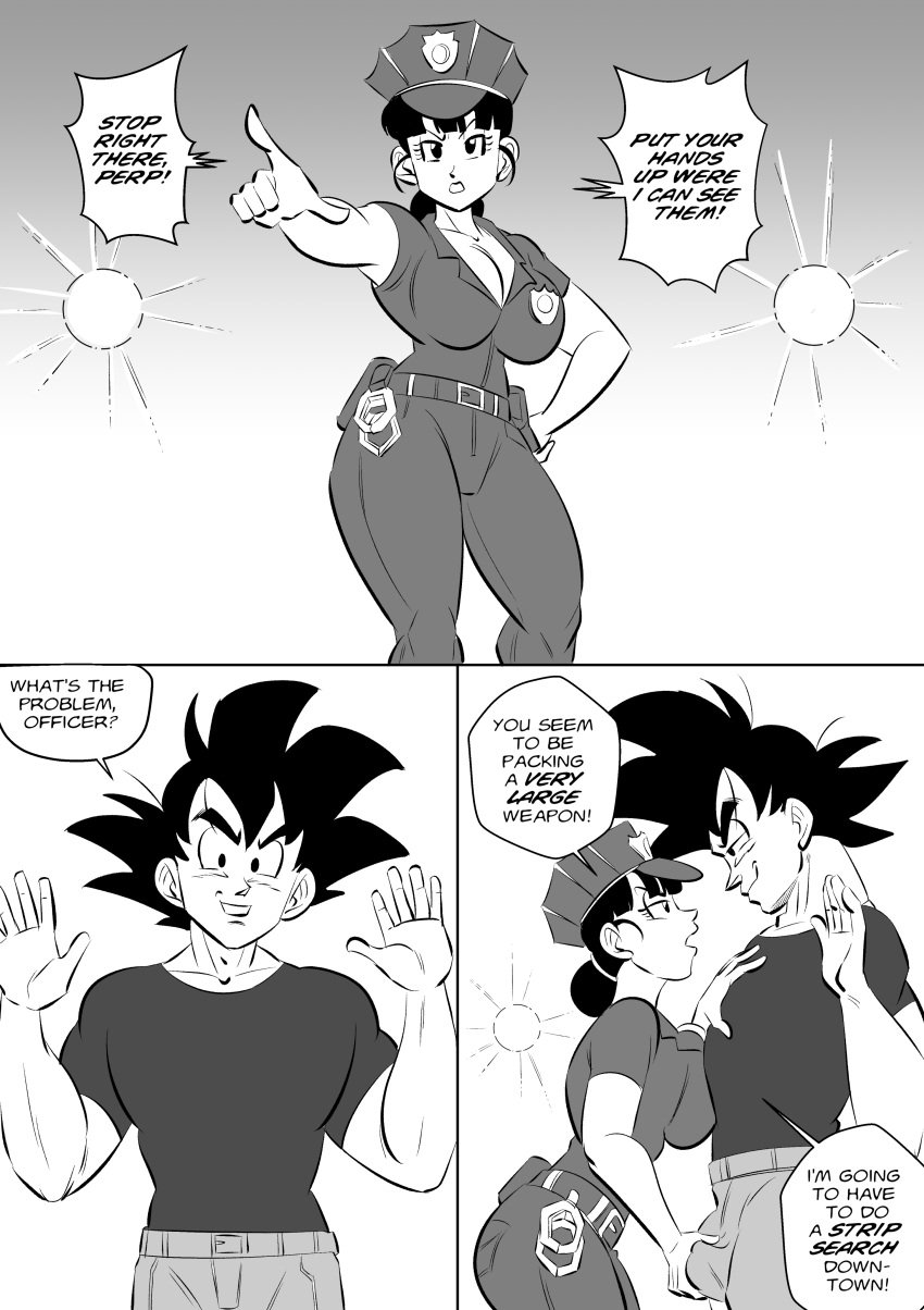 Rule 34 - 1boy 1girls Acting Black Eyes Black Hair Chichi Couple Dragon  Ball English Text Funsexydragonball Grabbing Penis Hands Up Husband And  Wife Large Breasts Muscular Muscular Male Police Uniform Policewoman