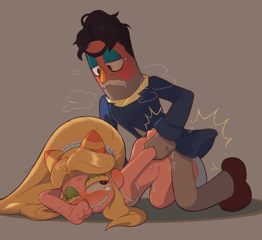 Rule 34 – blush blush doggy style frank frankly (welcome home) from behind from behind position julie joyful (welcome home) pleasure face pleasured rough sex sweatdrop sweating vaginal penetration welcome home (puppet show) | 8788777