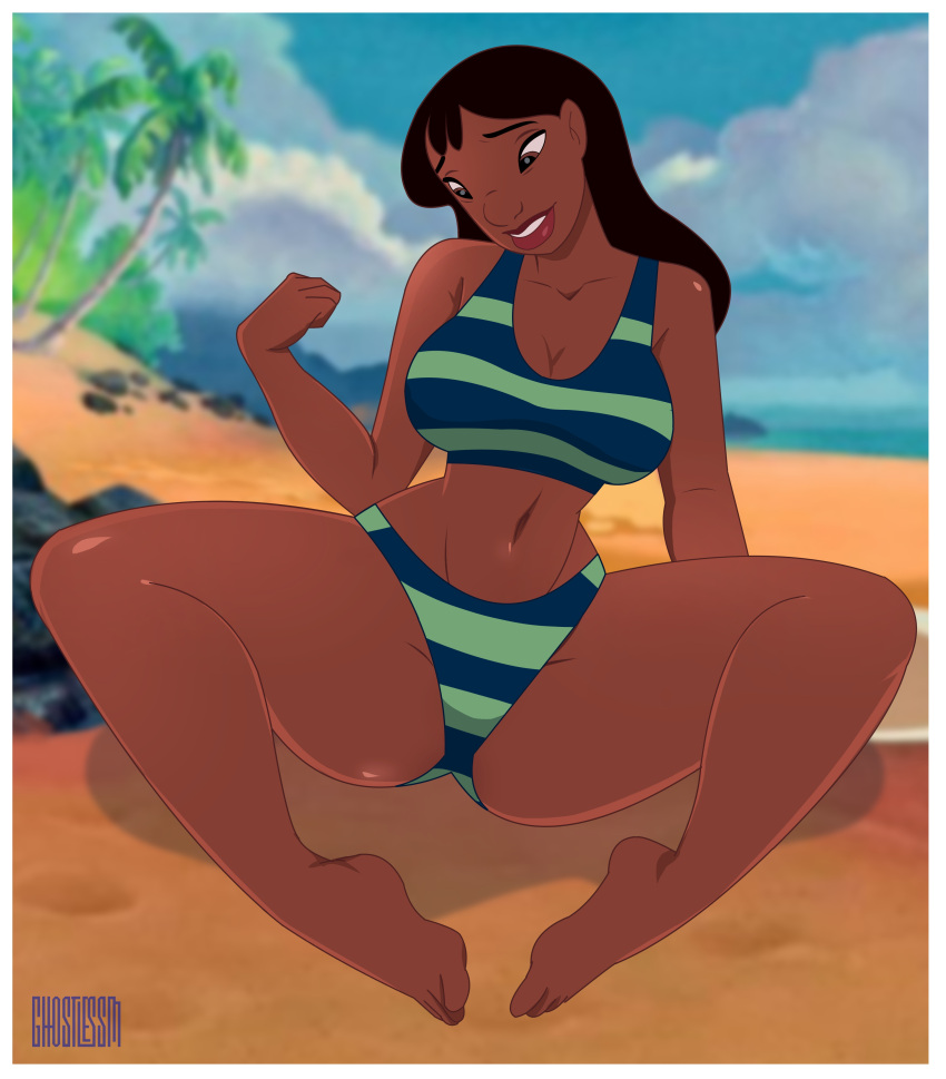 Rule 34 - Barefoot Big Breasts Black Hair Breasts Cleavage Dark-skinned  Female Dark Skin Disney Female Female Focus Female Only Ghostlessm Lilo And Stitch  Nani Pelekai Sexy Swimsuit | 8854100