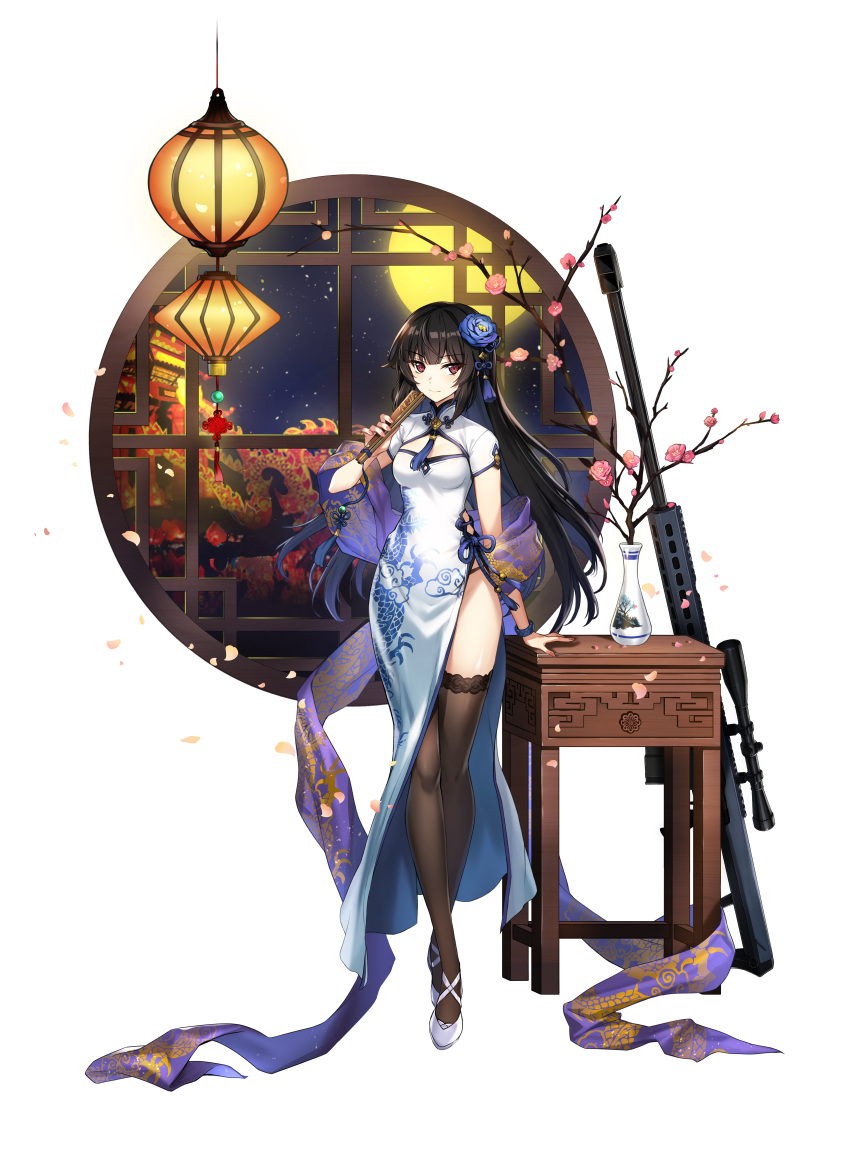 Rule 34 – absurdres anti-materiel rifle barrett m82 black hair black panties black thighhighs bracelet breasts china dress chinese clothes closed mouth counter:side crossed ankles dress female flower folded fan folding fan full body gun hair flower hair ornament hand fan highres huge filesize jewelry lantern long dress long hair nail polish night official alternate costume official art panties paper lantern petals pink nails red eyes rifle side slit sidelocks small breasts smile sniper rifle solo thighhighs transparent background underwear weapon white dress xiao lin (counter:side) | 8749535