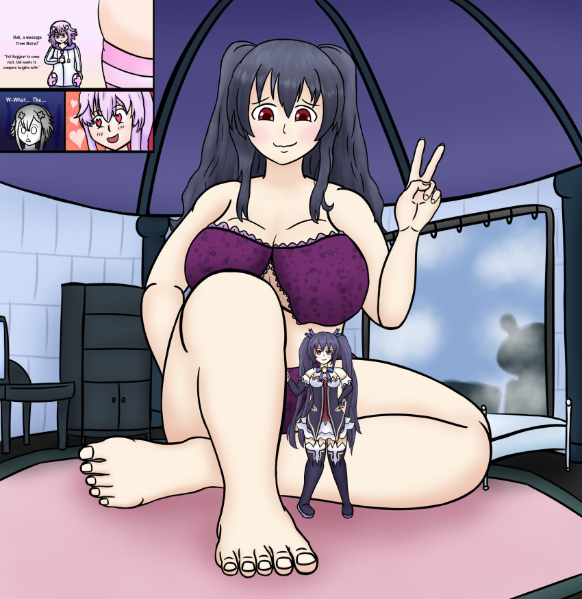 Rule 34 – 3girls alternate breast size background big breasts bigger female black hair black sister blush bra color compile heart dialogue english text feet female only flustered foot fetish giantess heart heart-shaped pupils hi res hoodie huge breasts huge feet idea factory lingerie looking at viewer macro nepgear neptune (neptunia) neptunia (series) noire panties pink hair purple bra purple eyes purple panties red eyes siblings size difference size play smaller female smile taller girl twintails underwear uni (neptunia) v sign victory sign | 8260637