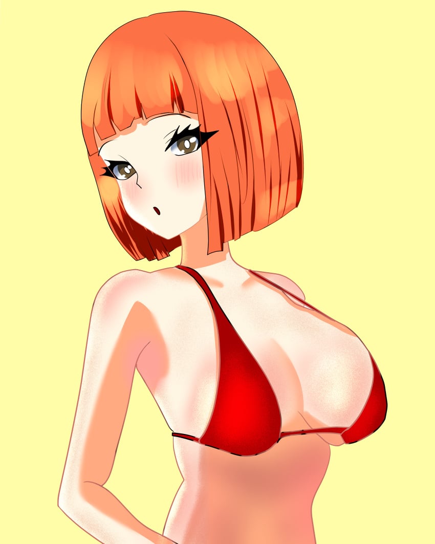 Rule 34 – 1girls big breasts bikini bob cut breasts brown eyes busty cleavage highres large breasts looking at viewer mature mature female mature woman mcdonald’s milf mom (japanese mcdonald’s commercial) open mouth orange hair red bikini short hair solo swimsuit yoru mac | 8742350