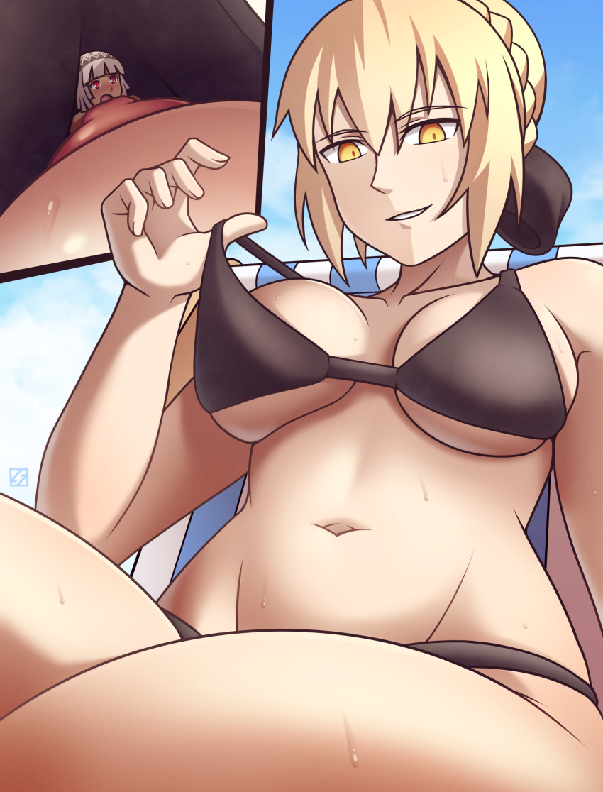 Rule 34 – 2girls beach black bra blonde hair bra giantess nipple nipple bulge nipples trapped in bra trapped in breasts trapped in clothing useless clothing yuri | 8732268