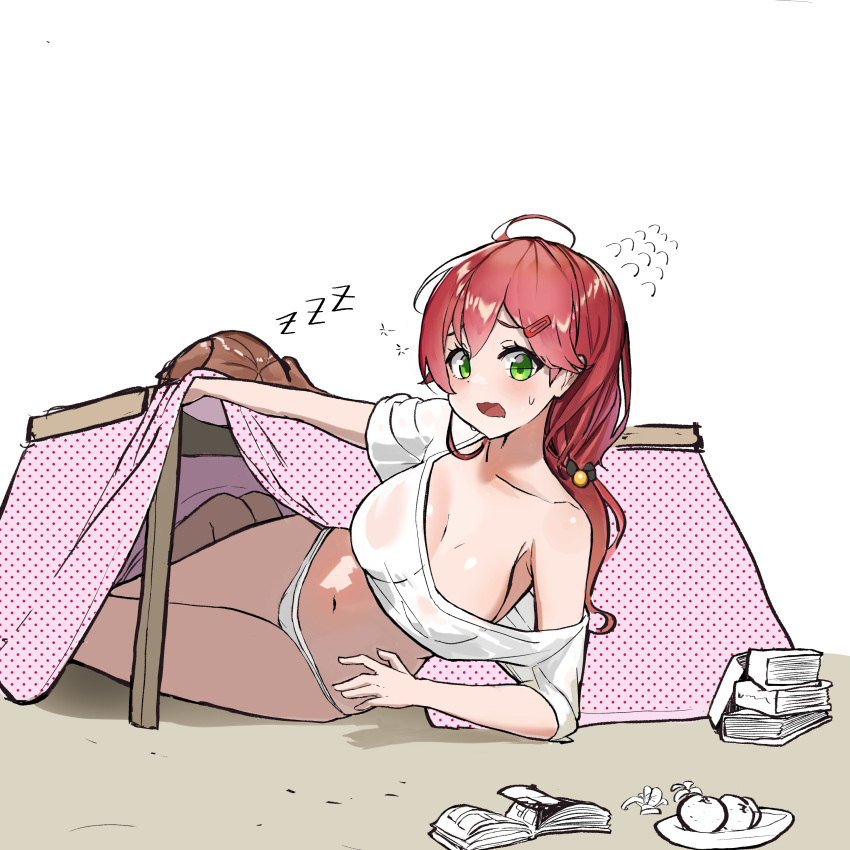 Rule 34 – 2girls absurdres ahoge book book stack breasts collarbone commentary green eyes hair ornament hairclip highres hololive inugami korone kotatsu large breasts long hair looking at viewer lovelyme lying multiple girls off shoulder on side open book open mouth panties red hair sakura miko see-through see-through shirt shirt short sleeves solo sweatdrop table under kotatsu under the table underwear virtual youtuber white background white panties white shirt zzz | 8374802