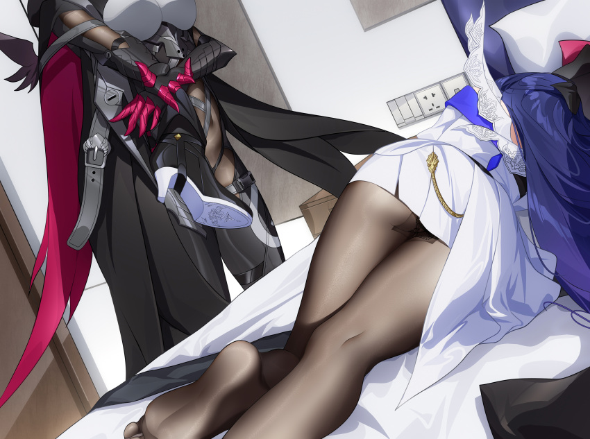 Rule 34 – 2girls absurdres aiguillette armor armored bodysuit ass bed sheet bedroom belt belt buckle black bodysuit black cloak black footwear black panties bodysuit boots breasts brown pantyhose buckle chinese commentary clawed gauntlets cloak colored shoe soles covered navel dutch angle electrical outlet feather trim foot out of frame from behind grey belt head out of frame high heel boots high heels highres holding holding shoes honkai (series) honkai impact 3rd jacket kneepits lace lace-trimmed panties lace trim large breasts legs long hair loose belt lying multicolored clothes multicolored jacket multiple girls nightstand no shoes on bed on side panties panties under pantyhose pantyhose pillow purple hair raiden mei raven (honkai impact) shiny clothes shoe soles shoes shoes removed skindentation skirt sleeping soles standing thighs toes two-sided cloak two-sided fabric underwear white jacket white skirt wu ganlan cai | 8777604