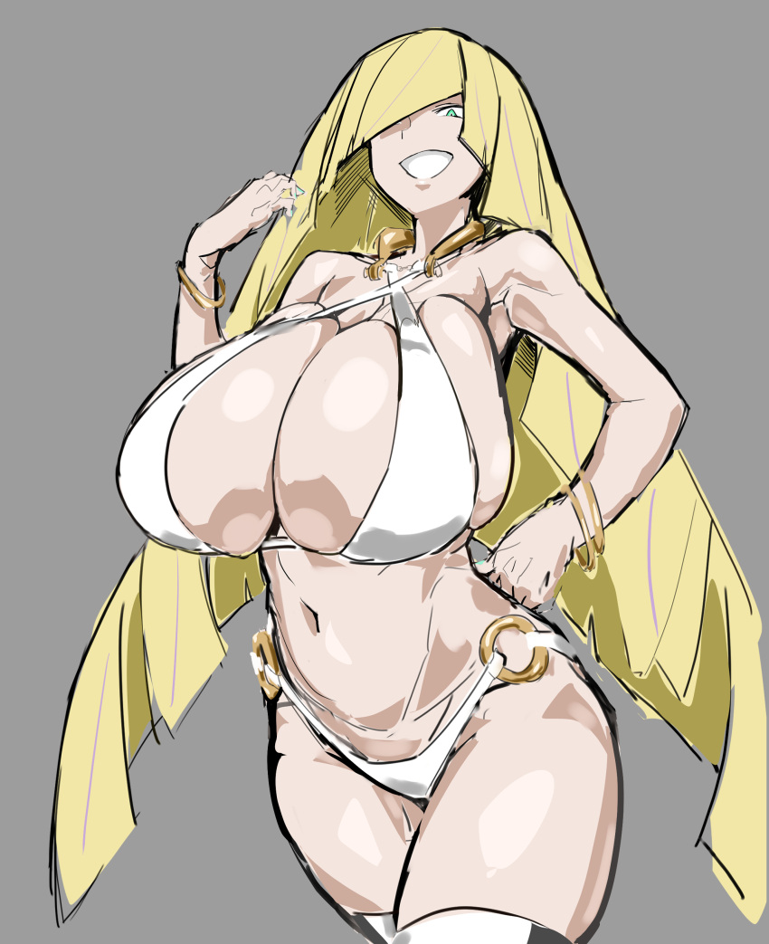 Rule 34 – 1girls armwear big breasts bikini bikini bottom bikini top blonde hair bottomwear bracelet breasts cleavage female female only game freak green eyes hair hair over one eye hips huge breasts large breasts legwear long hair lusamine (pokemon) mature mature female mature woman milf mother pokemon pokemon sm smile solo solo female swimwear thighs topwear white bikini yuujiro | 8765840