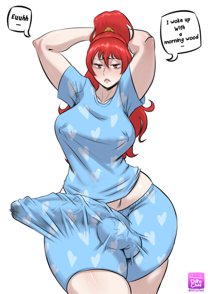 Rule 34 - 1futa Balls Big Balls Big Breasts Big Hips Breasts Bulge Clothed  Clothing Dialogue Dittochad Erect Penis Erection Erection Under Clothes  Fully Clothed Futa Only Futanari Hips Huge Cock Human