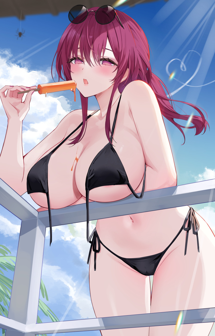 Rule 34 - 1girls Arm Under Breasts Big Breasts Bikini Female Female Only  Glasses Glasses On Head Hi Res Highres Honkai: Star Rail Kafka (honkai: Star  Rail) Large Breasts Looking At Viewer