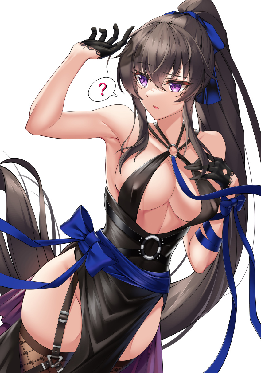 Rule 34 – ? absurdres arm up armpits bare arms bare shoulders black dress black gloves black hair breasts brown thighhighs cleavage cocktail dress cosplay counter:side covered erect nipples cowboy shot criss-cross halter dress elze (s01047480836) female floating hair garter straps gloves hair ribbon half gloves halter dress halterneck hand on own chest hand up highres hilde (counter:side) hilde (counter:side) (cosplay) large breasts long hair looking away no bra no panties parted lips pelvic curtain ponytail purple eyes raised eyebrow revealing clothes ribbon sleeveless sleeveless dress solo standing strap thighhighs thighs thought bubble very long hair white background yoo mina | 8407126