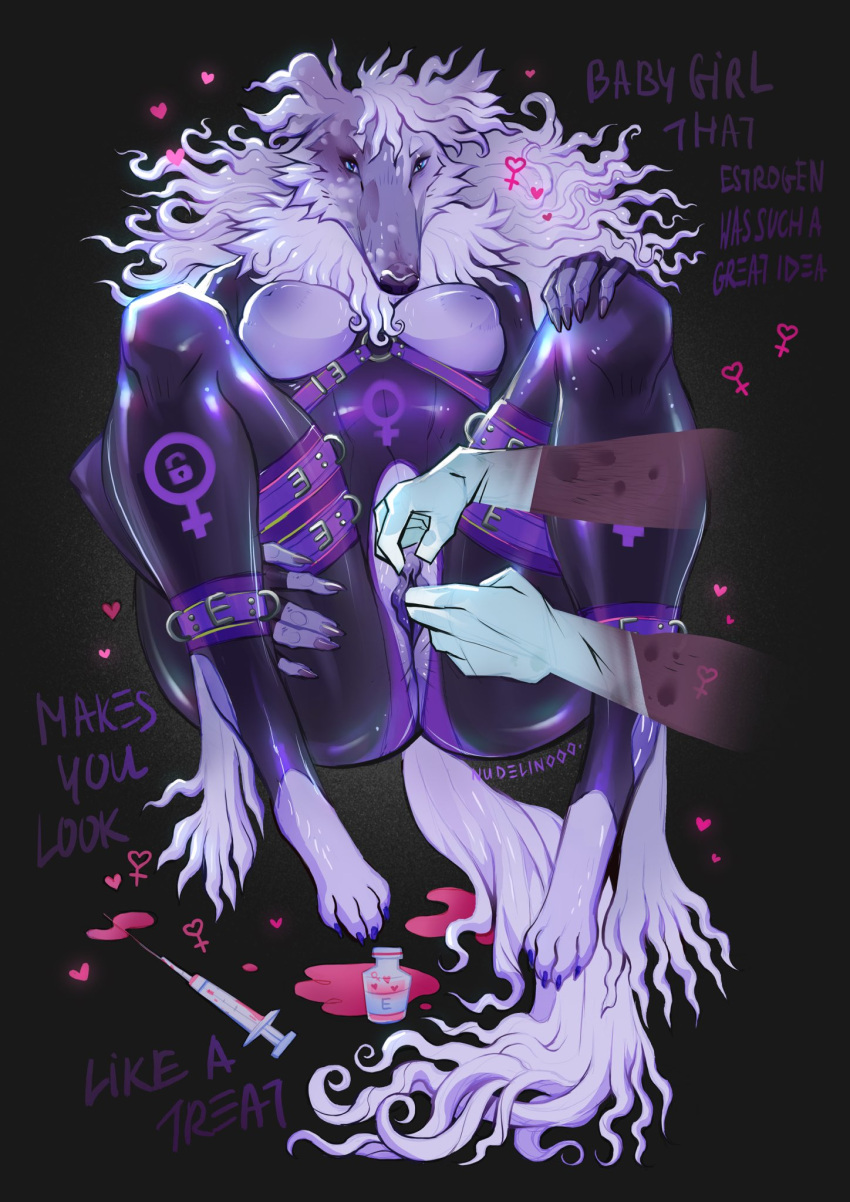 Rule 34 – 2023 anthro areola artist name balls barefoot black background blood blood on ground blue eyes bodily fluids bondage borzoi breasts canid canine canis clitoris clothing digital media (artwork) domestic dog duo english text estrogen feet female female symbol finger fuck fingering full-length portrait fur gender symbol gender transformation genitals gloves hair handwear heart hi res hindpaw humanoid genitalia humanoid hands humanoid penis hunting dog light body light fur light hair light tail long hair mammal mottled mottled body mottled fur neck tuft nipples nudelinooo pattern background paws penis portrait purple areola purple body purple breasts purple clitoris purple ears purple fur purple nipples purple nose purple pussy pussy rubber rubber clothing rubber suit sighthound simple background solo surgical operation symbol syringe syringe in balls tail tail tuft text trans (lore) trans woman (lore) transformation transition translucent translucent clothing translucent gloves translucent handwear tuft vaginal penetration | 8789703